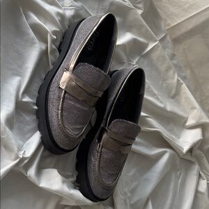 Franco Sarto Metallic Mesh Silver Loafers